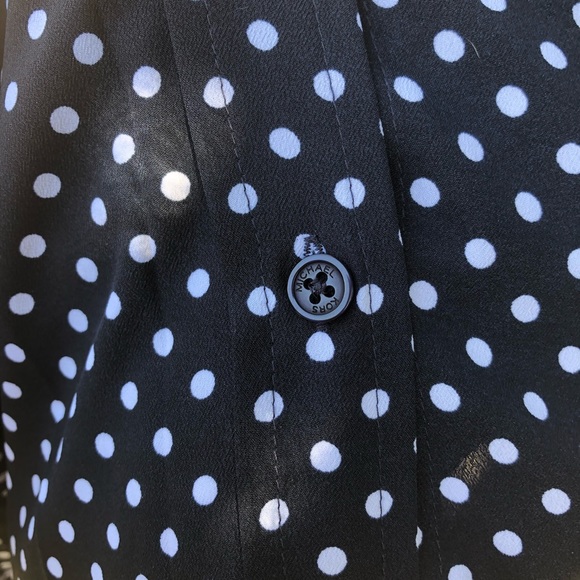 Michael Kors cold shoulder blouse. Navy polka dot. - Picture 5 of 5
